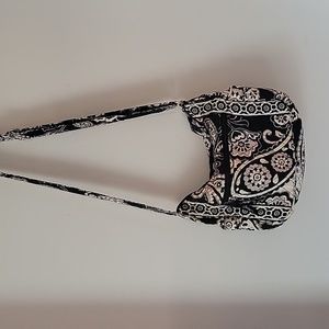 Vera Bradley Quilted Purse Handbag Black Midnight Paisley Floral Silver Buckle